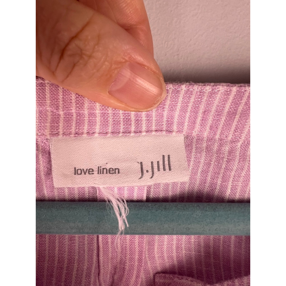 J.Jill Love Linen Pink Stripe Tunic Top Women Large 100% Linen 3/4 Sleeve - Picture 3 of 7